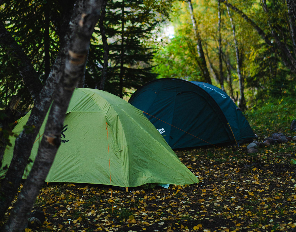 Lakeside campground with trails and cabins